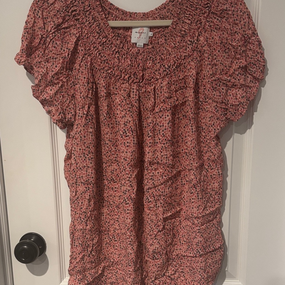 Maternity - pink floral print maternity blouse